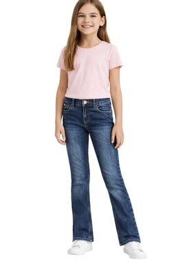 Girls Childrens Place Bootcut Jeans Size 8 Stretch Dark Wash Denim Flare